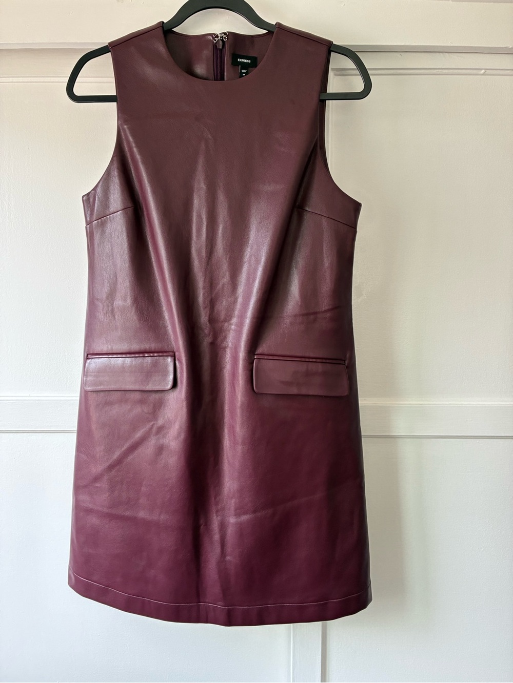 NWOT Express Burgundy Faux Leather Sleeveless Shift Dress